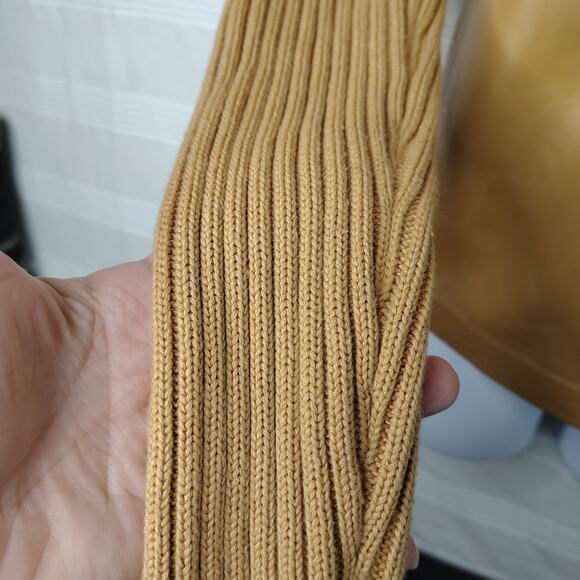 Maurice Sasson Women's Medium Dark Tan‎ Genuine Leather and Knit Sweater - Picture 3 of 14